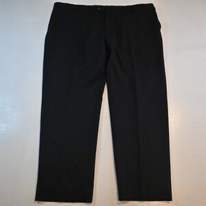 Pronto Uomo 46x32 Black 100% Wool Flat Front Suit Trouser Dress Mens Pants